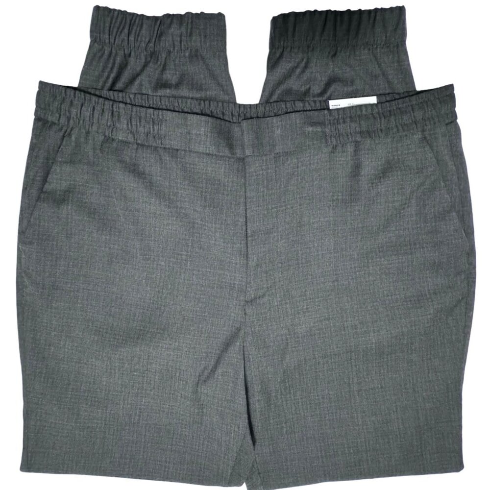 Apt.9 Premier Flex Mens XLL Slim Gray Stretch Pants Wrinkle Free Elastic Waist